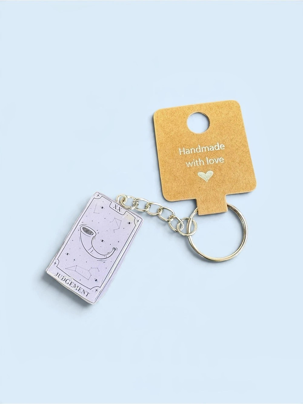 Handmade Purple Judgment Tarot Card Clay Keychain
